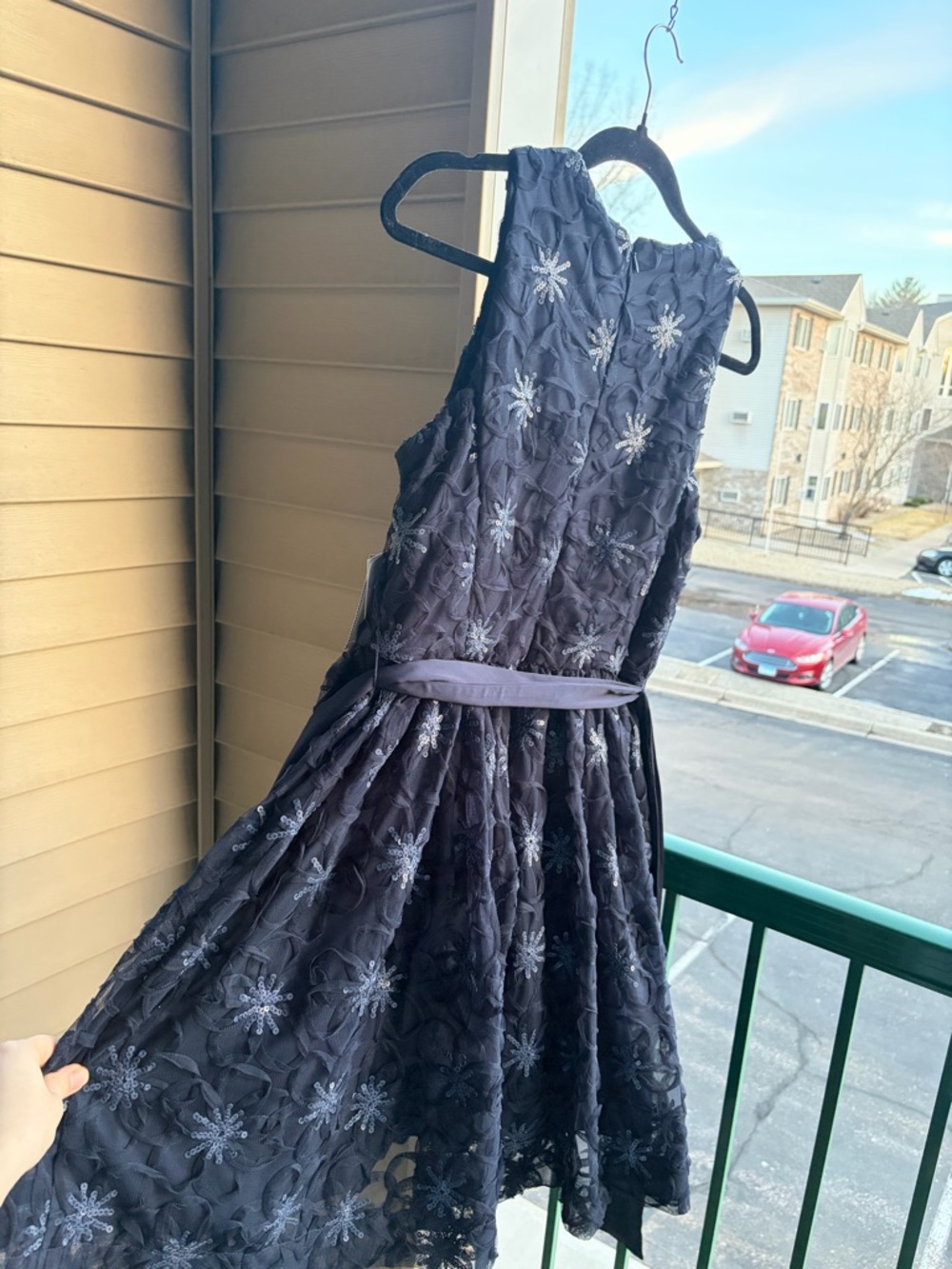 🆕🫐Taylor Navy Blue Floral Sequin Cocktail Dress Fit & Flare Party Dress Size 10 - Picture 7 of 17